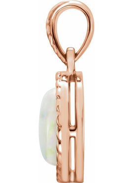 14K Rose Gold Natural White Opal Pendant