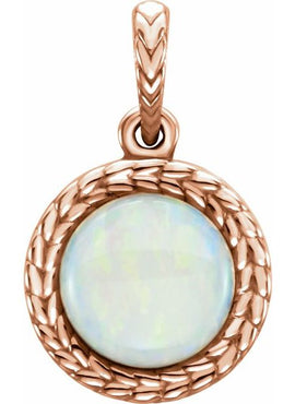 14K Rose Gold Natural White Opal Pendant