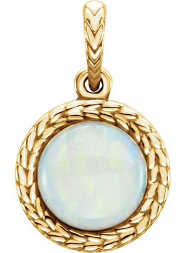 14K Rose Gold Natural White Opal Pendant