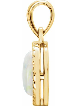 14K Rose Gold Natural White Opal Pendant
