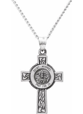 14K Yellow/White Gold St. Michael Cross Pendant
