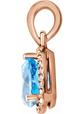 14K White Gold Natural Swiss Blue Topaz & 1/10 CTW Natural Diamond Pendant
