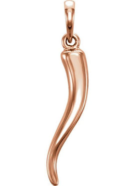14K Yellow Gold Italian Horn Pendant
