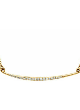 14K White Gold 1/8 CTW Natural Diamond Curved Bar 16