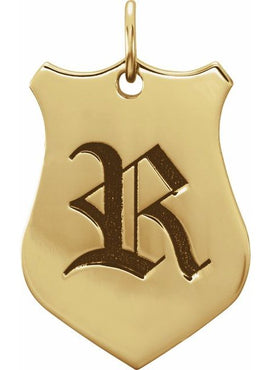 14K Rose Gold Engravable Sheild Pendant