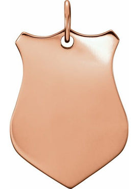 14K Rose Gold Engravable Sheild Pendant