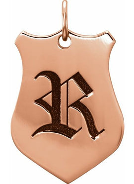 14K Rose Gold Engravable Sheild Pendant