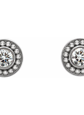 14K White Gold 1/5 CTW Natural Diamond Beaded Earrings