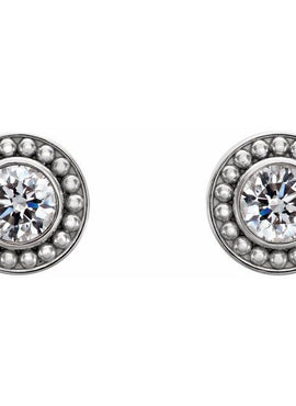 14K White Gold 1/5 CTW Natural Diamond Beaded Earrings