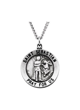 Sterling Silver 18 mm Round St. Sebastian Medal