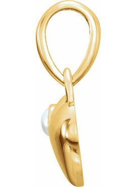 14K White Gold Freshwater Cultured Pearl Heart Pendant