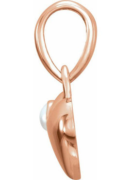14K White Gold Freshwater Cultured Pearl Heart Pendant
