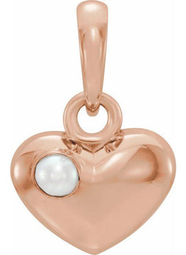 14K White Gold Freshwater Cultured Pearl Heart Pendant
