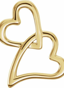 14K White Gold Double Heart Slide Pendant