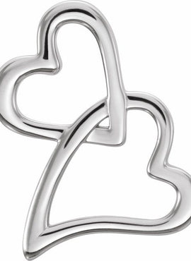 14K White Gold Double Heart Slide Pendant