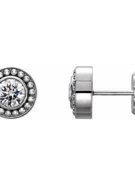 14K White Gold 1/5 CTW Natural Diamond Beaded Earrings