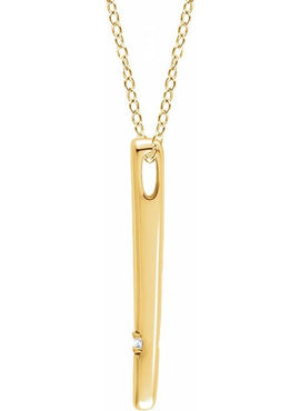 14K Yellow Gold .015 CT Natural Diamond Bar 16-18