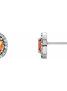 14K Yellow Gold Natural Citrine & 1/10 CTW Natural Diamond Earrings