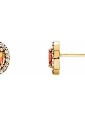 14K Yellow Gold Natural Citrine & 1/10 CTW Natural Diamond Earrings