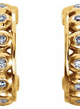 14K White Gold .07 CTW Natural Diamond 10.73 mm Hoop Earrings