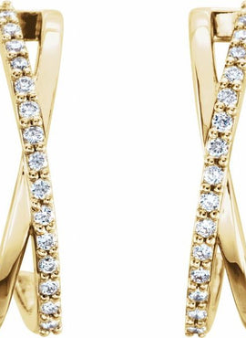 14K White Gold 1/6 CTW Natural Diamond Criss-Cross J-Hoop Earrings