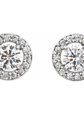14K White Gold 3/8 CTW Natural Diamond Halo-Style Earrings