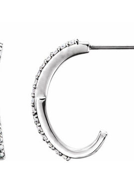 14K White Gold 1/4 CTW Natural Diamond Criss-Cross J-Hoop Earrings