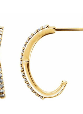 14K White Gold 1/4 CTW Natural Diamond Criss-Cross J-Hoop Earrings