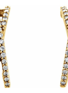 14K White Gold 1/4 CTW Natural Diamond Criss-Cross J-Hoop Earrings