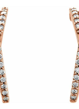 14K White Gold 1/4 CTW Natural Diamond Criss-Cross J-Hoop Earrings