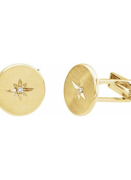 14K White Gold .03 CTW Natural Diamond Star Cuff Links