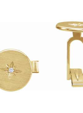 14K White Gold .03 CTW Natural Diamond Star Cuff Links