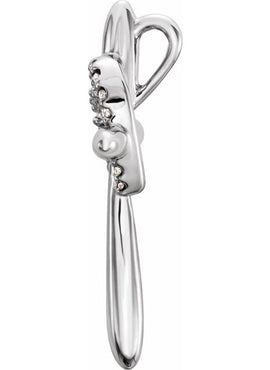 14K White Gold .04 CTW Natural Diamond Heart & Cross Pendant