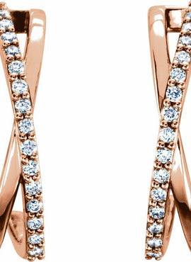 14K White Gold 1/6 CTW Natural Diamond Criss-Cross J-Hoop Earrings