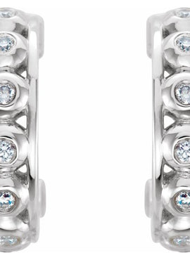 14K White Gold .07 CTW Natural Diamond 10.73 mm Hoop Earrings