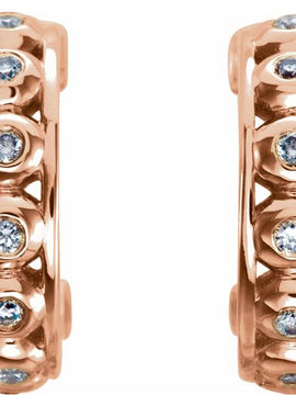 14K White Gold .07 CTW Natural Diamond 10.73 mm Hoop Earrings