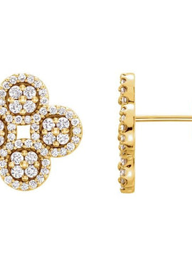 14K White Gold 1/2 CTW Natural Diamond Clover Earrings