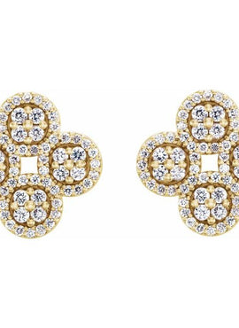 14K White Gold 1/2 CTW Natural Diamond Clover Earrings