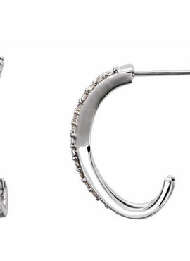 14K White Gold 1/6 CTW Natural Diamond Criss-Cross J-Hoop Earrings