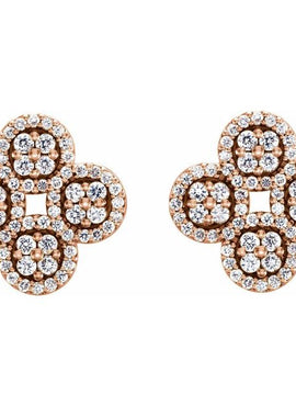 14K White Gold 1/2 CTW Natural Diamond Clover Earrings