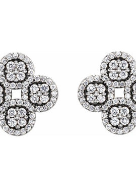 14K White Gold 1/2 CTW Natural Diamond Clover Earrings