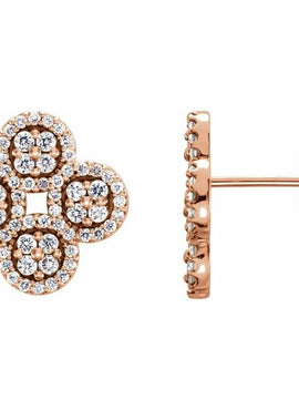 14K White Gold 1/2 CTW Natural Diamond Clover Earrings