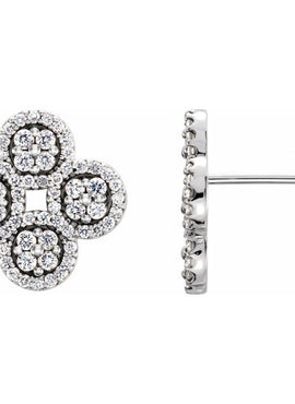 14K White Gold 1/2 CTW Natural Diamond Clover Earrings