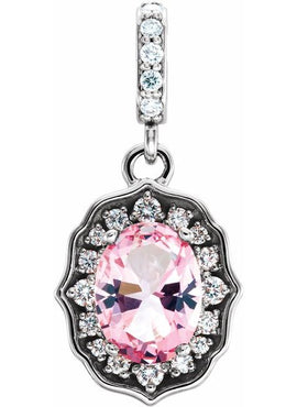 14K White Gold Natural Peach Morganite & 1/6 CTW Natural Diamond Pendant