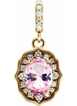 14K White Gold Natural Peach Morganite & 1/6 CTW Natural Diamond Pendant