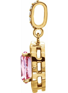 14K White Gold Natural Peach Morganite & 1/6 CTW Natural Diamond Pendant