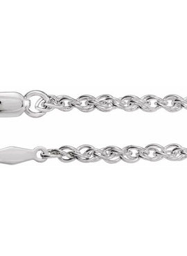 Sterling Silver 2 mm Rope Chain by the Inch