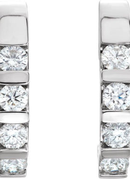 14K White Gold 1 CTW Natural Diamond J-Hoop Earrings