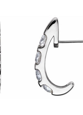 14K White Gold 1 CTW Natural Diamond J-Hoop Earrings