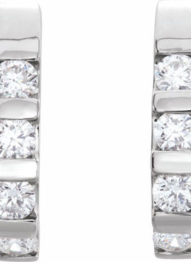 14K White Gold 1 CTW Natural Diamond J-Hoop Earrings